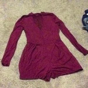 Charolette Russe Suede long sleeve romper